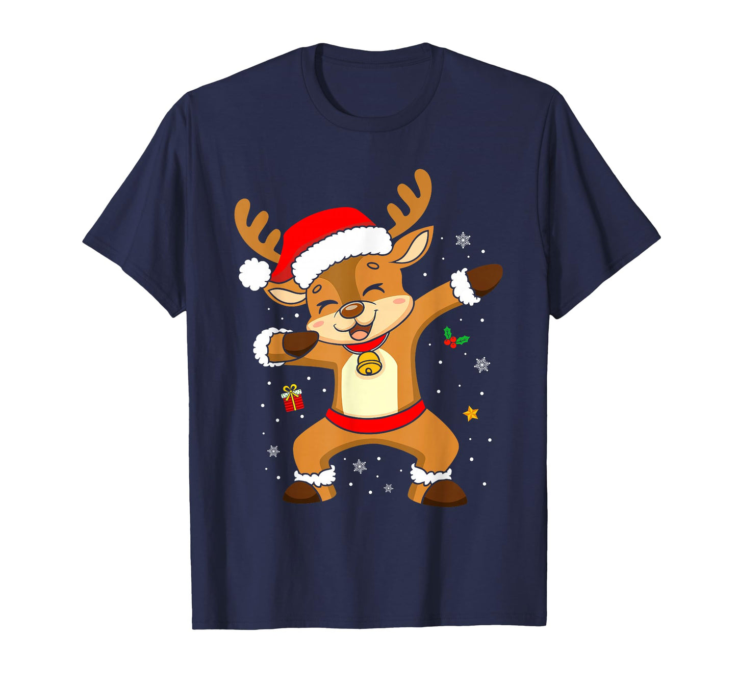 Funny Christmas Reindeer Santa Xmas Pajamas Boys Girls Kids T-Shirt
