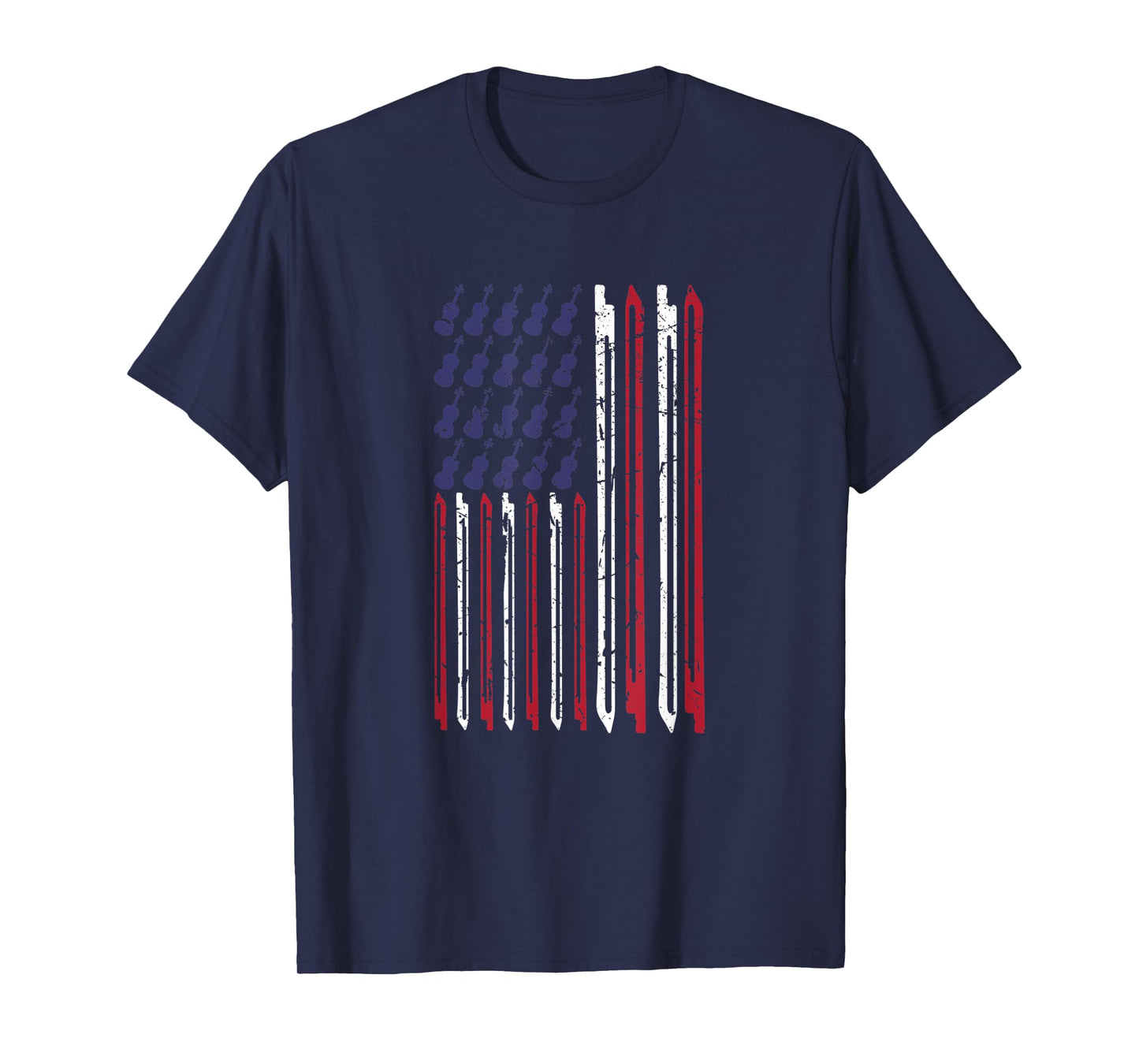Violin Bow Music Musical Violinist USA American Flag T-Shirt for Women Kids Men