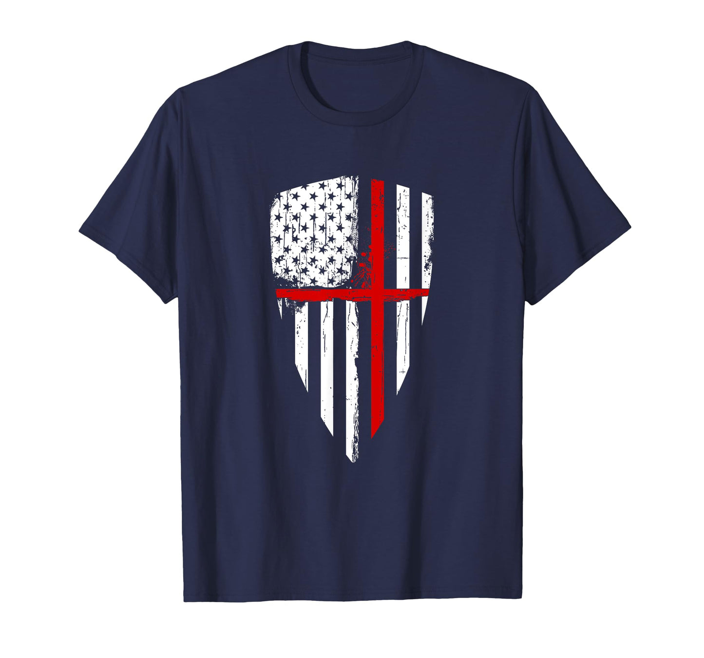 Red Line Crusader American Flag Shield Graphic Shirt Women Kids Men T-Shirt