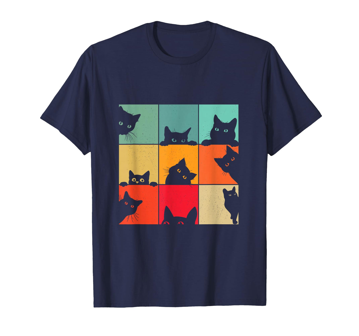 Funny Retro Vintage Curious Black Cat For Cats Lover T-Shirt