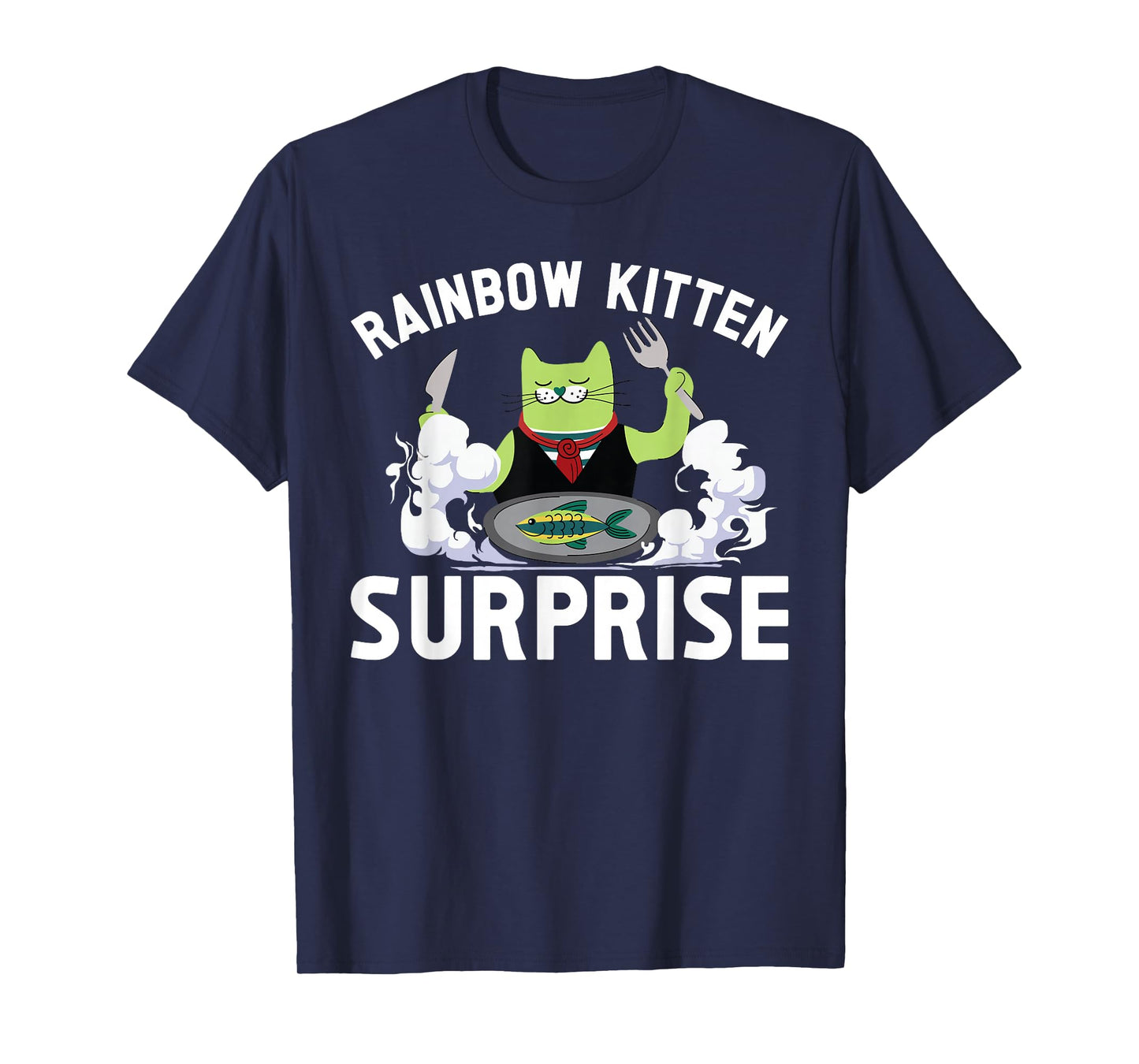 Cats Rainbow Kitten Surprise Cute Eat Retro Animals Vintage T-Shirt