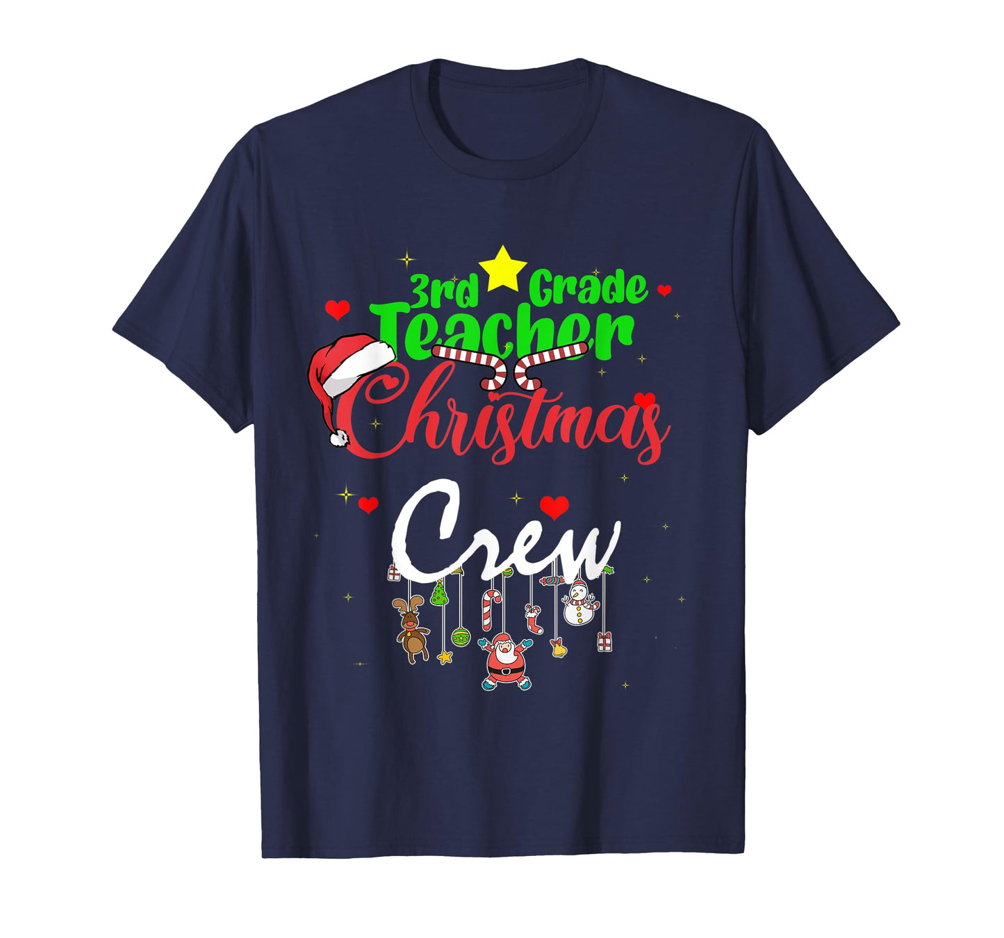3rd Grade Teacher Christmas Crew Funny Xmas 2021 men Women T-Shirt