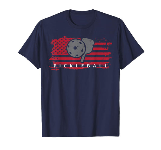 Pickleball Red American Flag Pickle Ball Men Women Kids Teen T-Shirt
