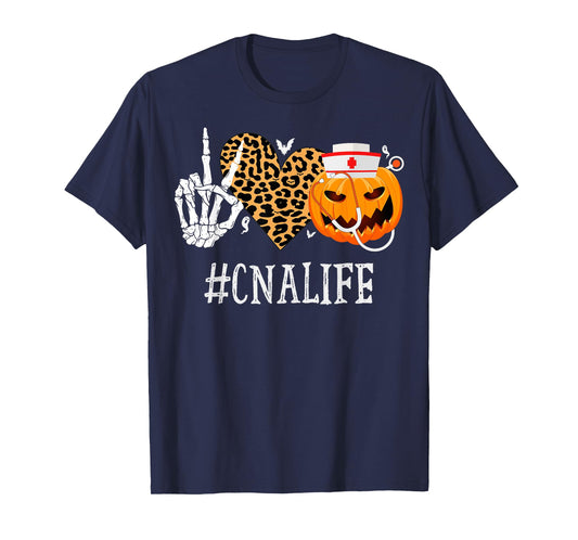 CNA Certified Nursing Assistant Peace Love Pumpkin Halloween T-Shirt