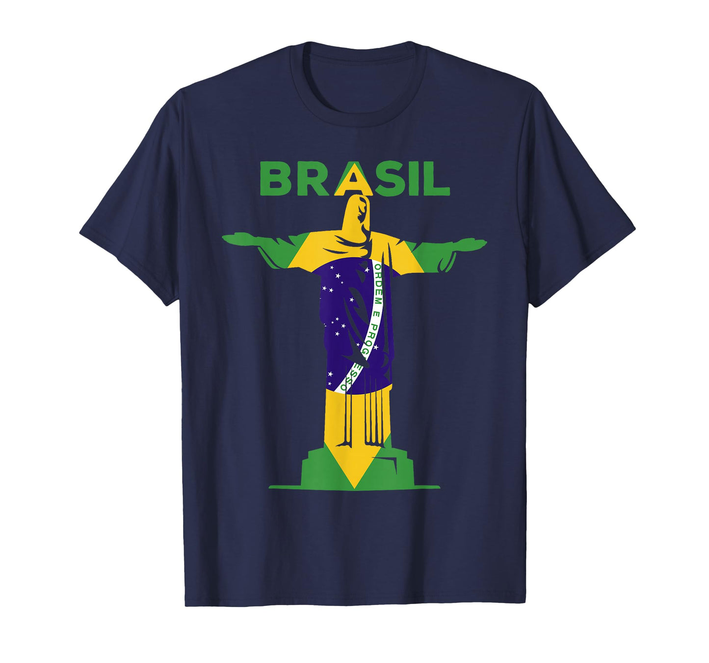 BRASIL - Christ The Redeemer Statue & Brazilian FLAG Pride T-Shirt