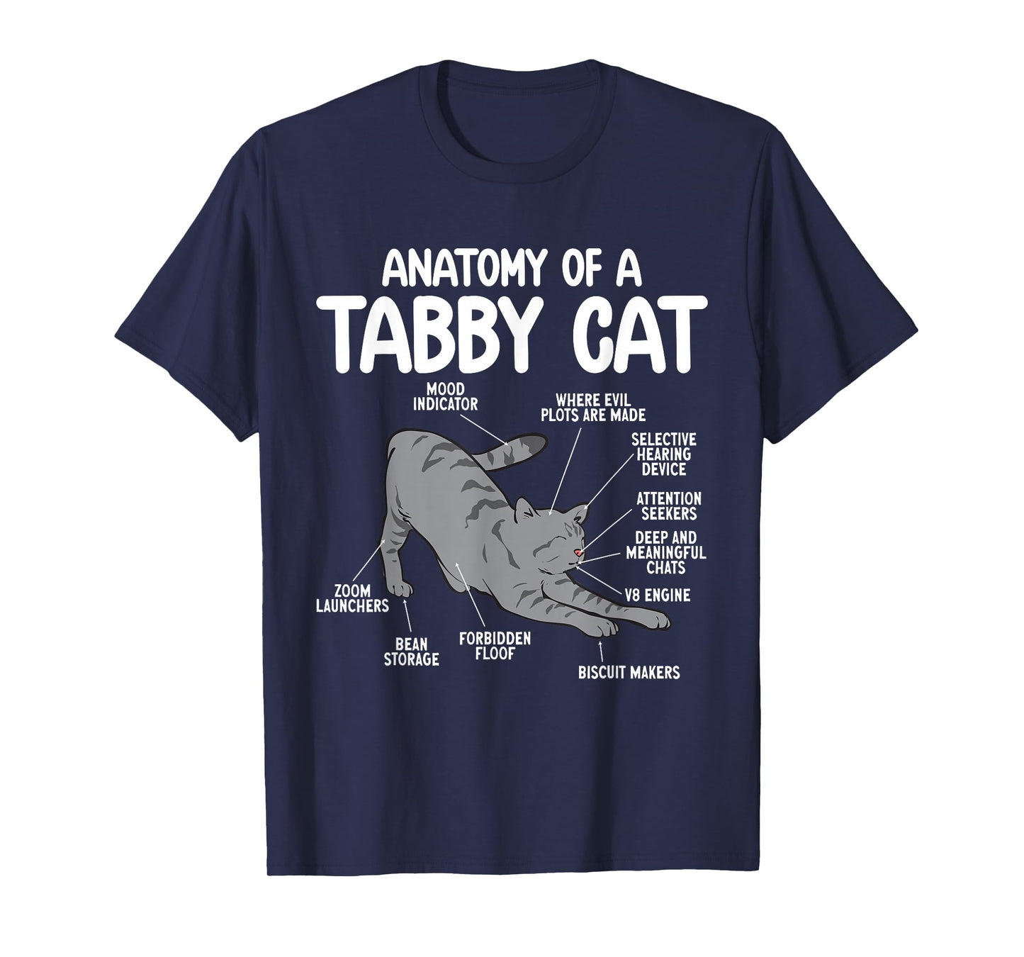Gray Tabby Cat Anatomy Of A Tabby Cat T-Shirt