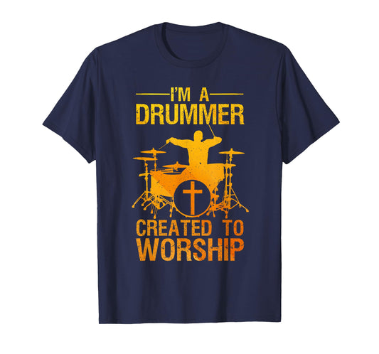 Funny Christian Drummer Art For Men Women Drum Player Lover T-Shirt