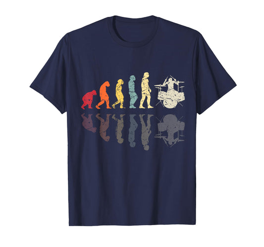 Evolution of man Drums Band Retro Vintage Drummer T-Shirt