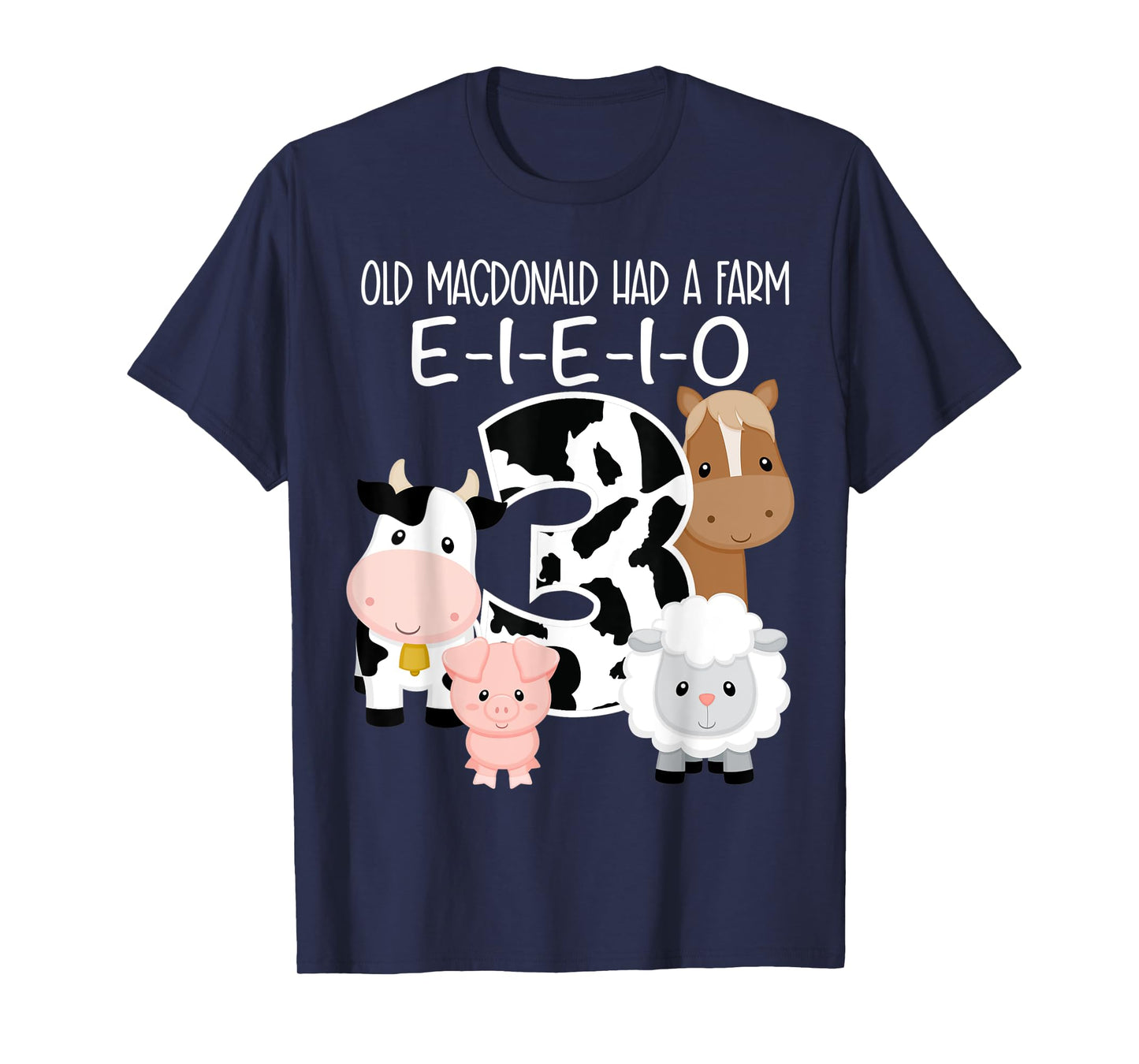 3rd Birthday Old MacDonald Farm Theme Birthday Farm Animals T-Shirt