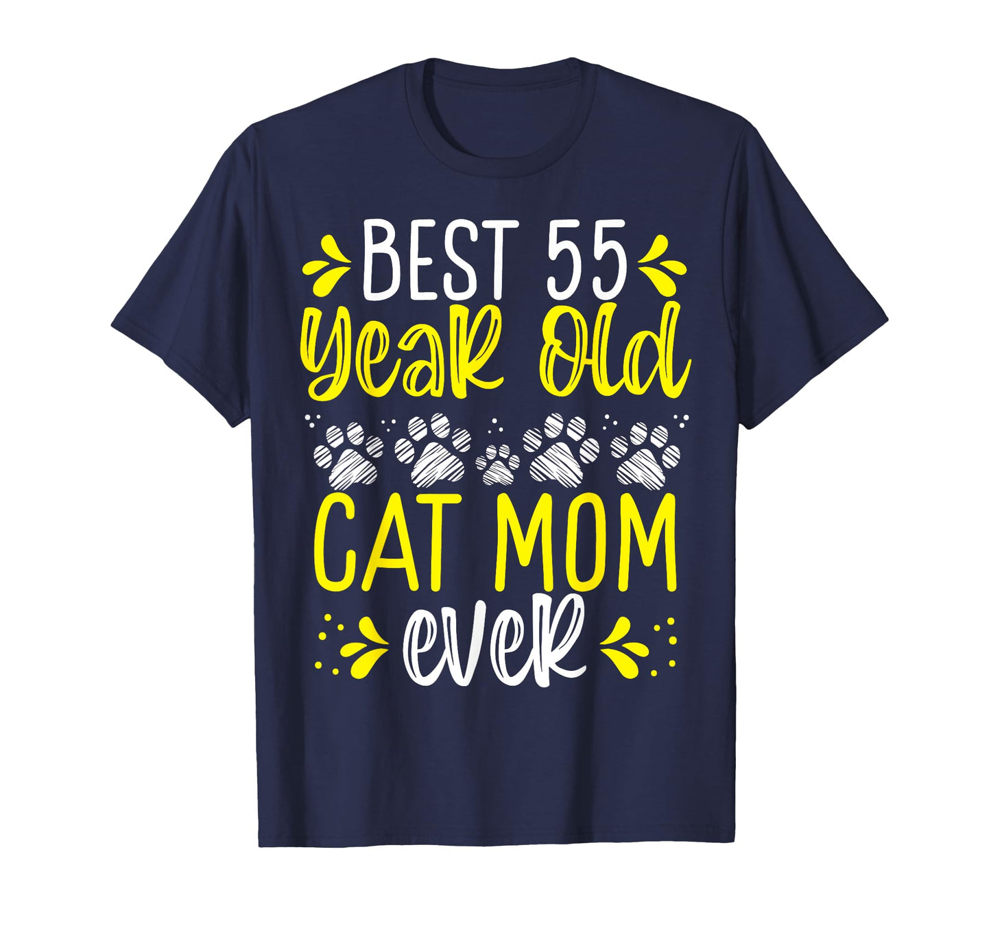 55 Birthday Idea for Women Cat Mother 55 Year Old Cat Mom T-Shirt