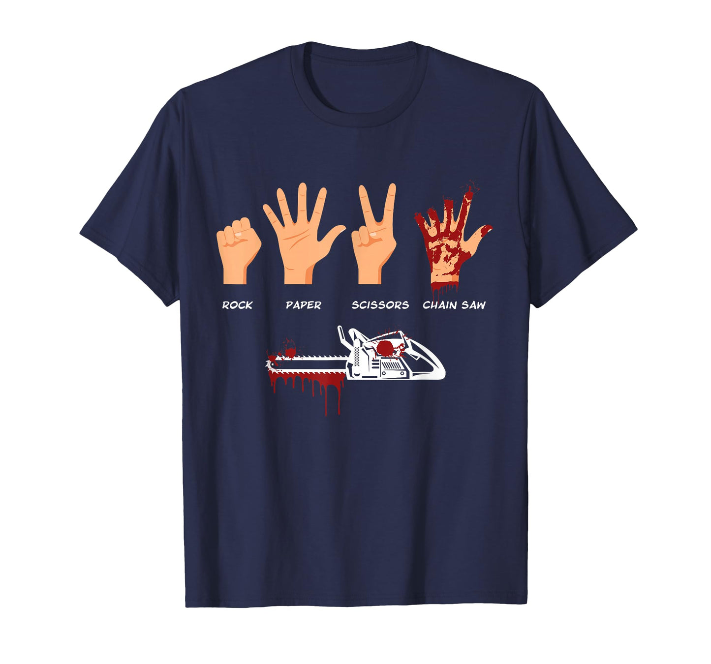 Jimbeels Men's Rock Paper Scissors Chain Saw Funny Forestry Workers Saying T-Shirt