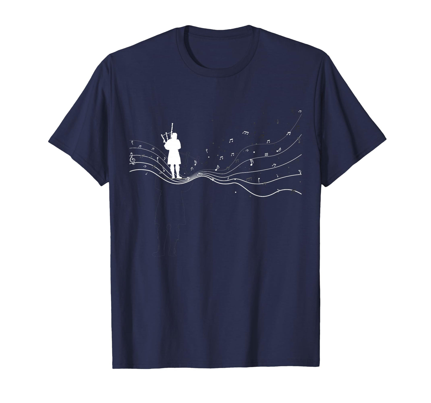 Bagpipe musician in music notes for Bagpipe player T-Shirt