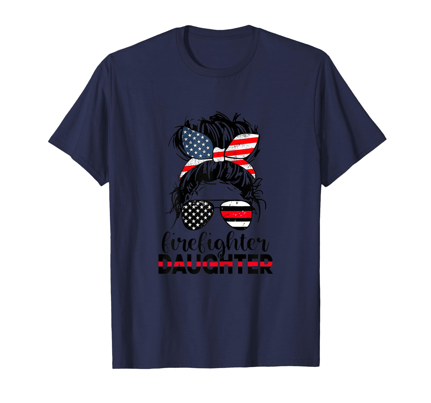 Firefighter Daughter Thin Red Line Messy Bun Classic T-Shirt