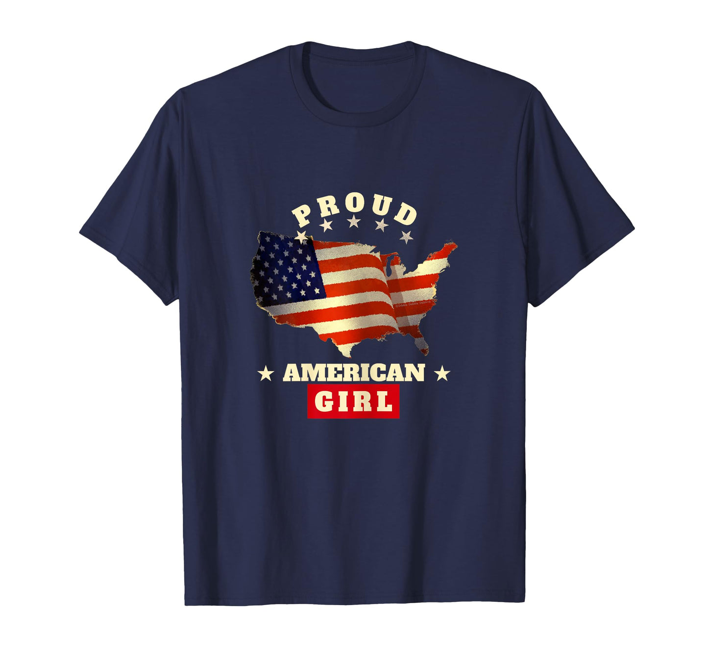USA Flag Patriotic 4th of July Proud American Girl T-Shirt