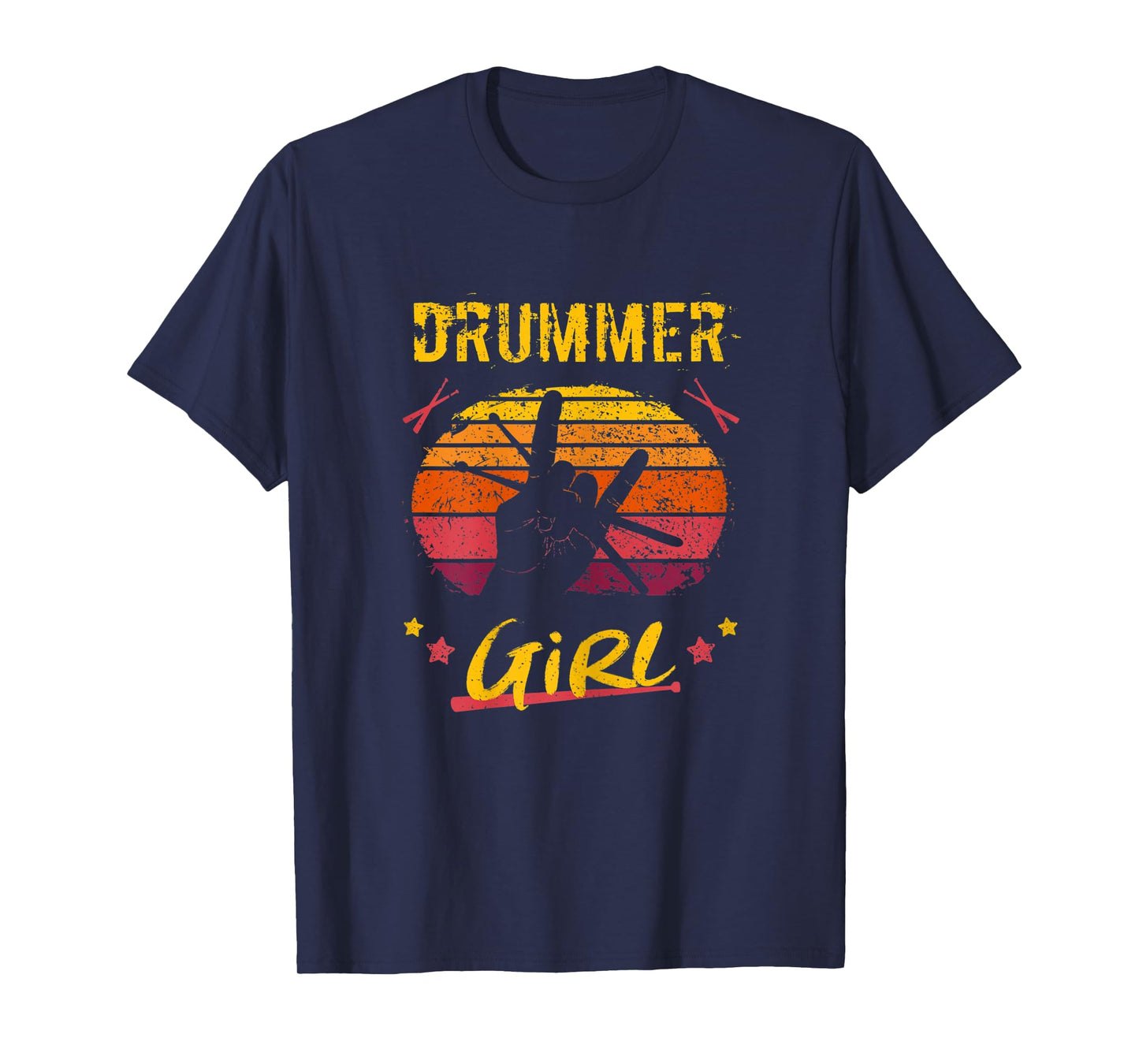 Drummer Girl - Drumsticks - Percussion Retro Drumming T-Shirt