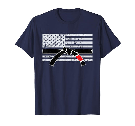 American Flag Jiu Jitsu Black Belt Ranking BJJ Jiujitsu Gift T-Shirt
