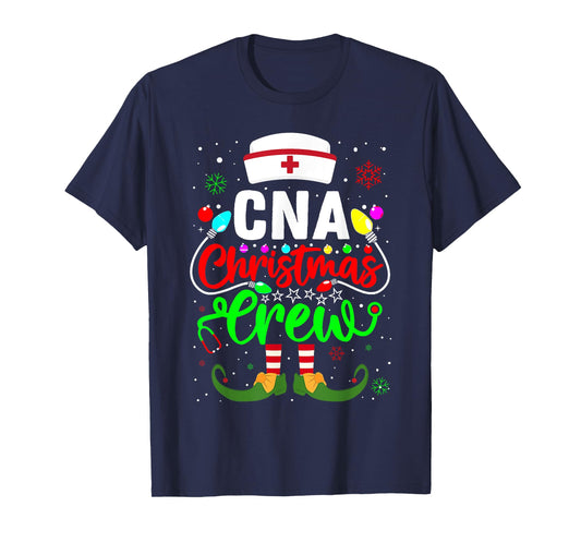 CNA Christmas Crew Funny Christmas Lights Elf Nurse Matching T-Shirt