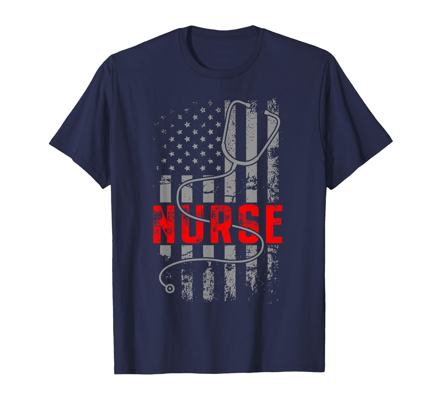 4th Of July USA Flag Patriotic Nurse Week Nurse Stethoscope Women Kids Men T-Shirt