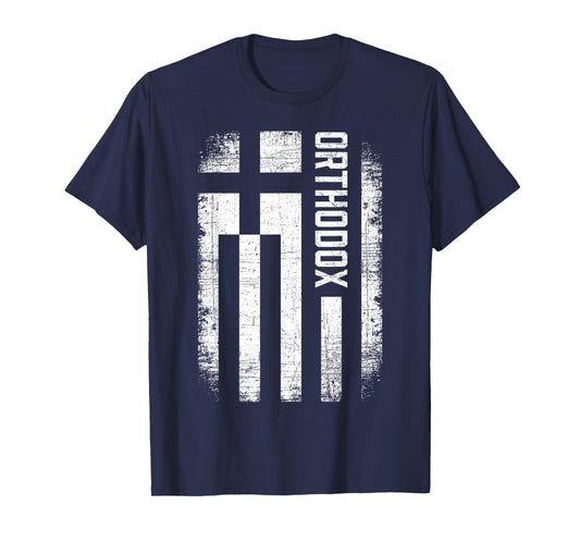 Greek Orthodox Church Retro Vintage Greece Flag Orthodox T-Shirt