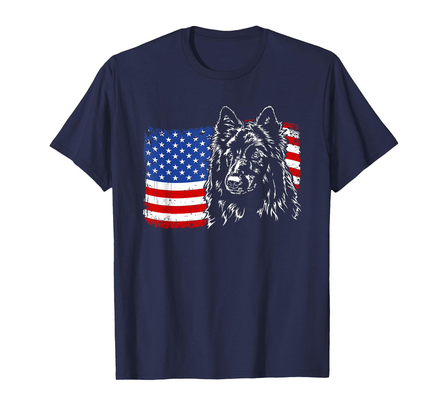 Proud Belgian Sheepdog American Flag patriotic dog gift Women Kids Men T-Shirt