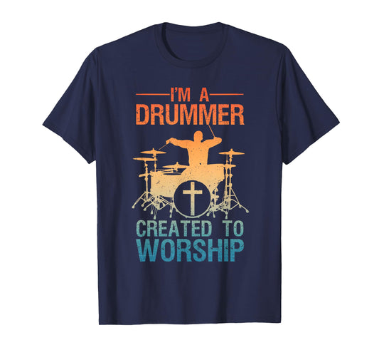 Funny Christian Drummer Art For Men Women Drum Player Lover T-Shirt