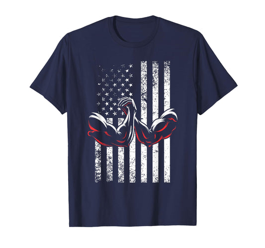 USA Flag Arm Wrestling Table Patriotic Armwrestling Machine T-Shirt