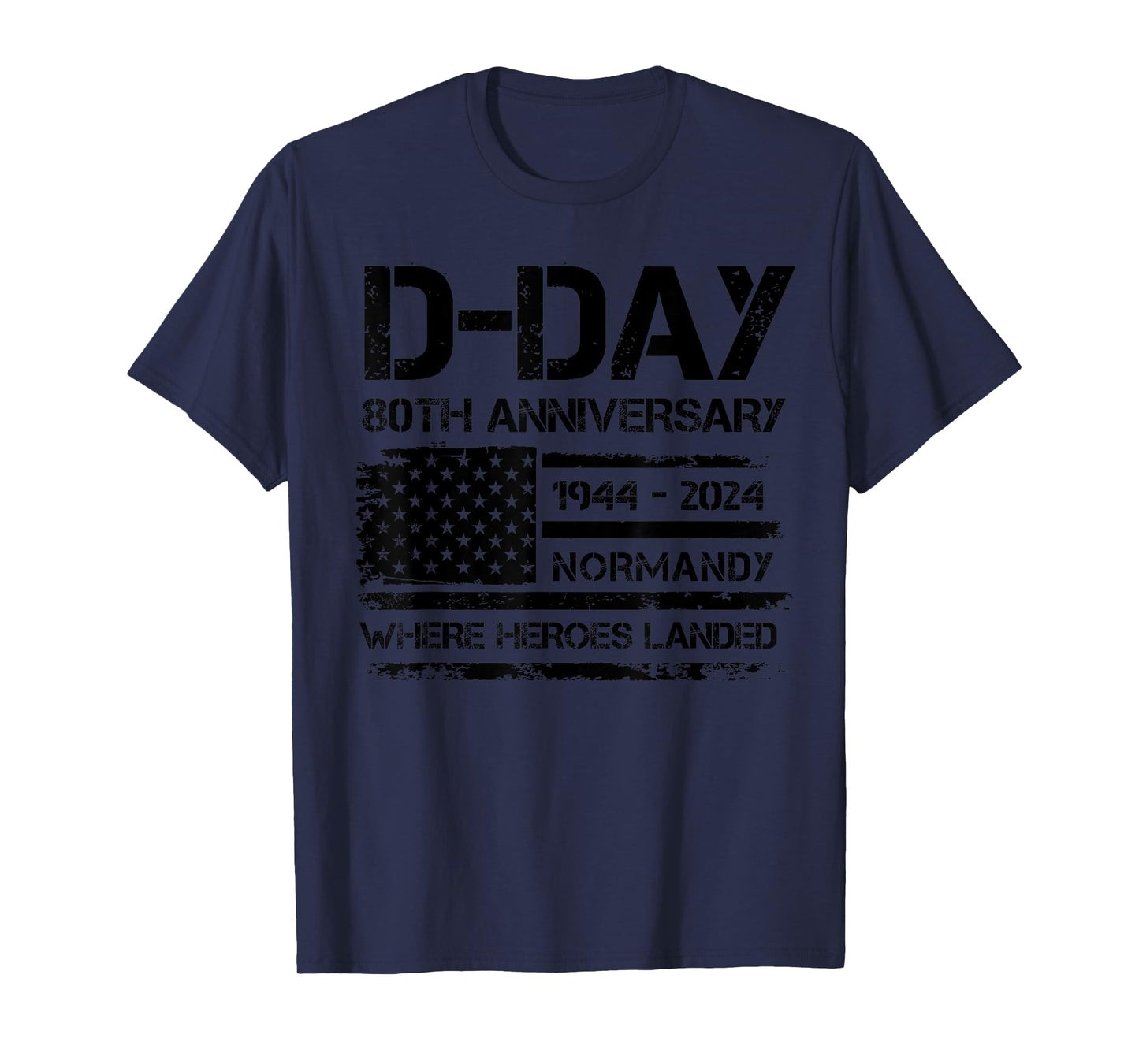 D-Day 80th Anniversary USA Flag Veteran Military Souvenir T-Shirt for Women Men