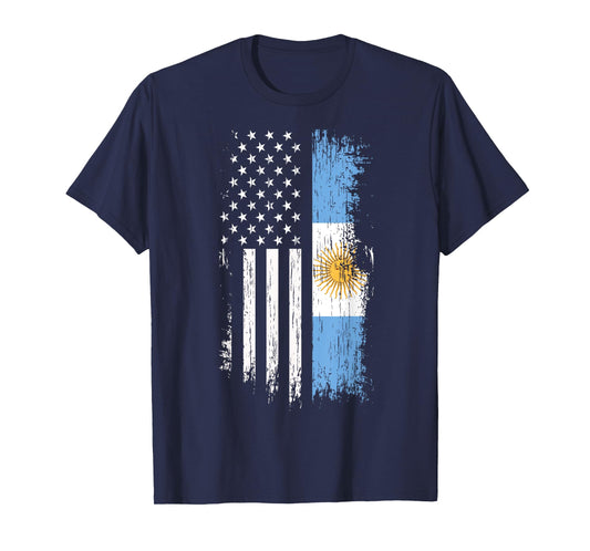 Argentinian American Flag T Shirt - Argentina USA Shirt Women Kids Men T-Shirt