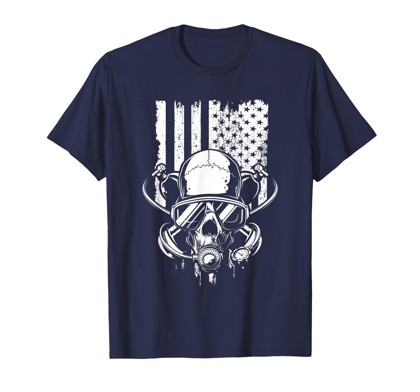 Vintage Skull American Flag Scuba Diving - Dive - Diver Women Kids Men T-Shirt