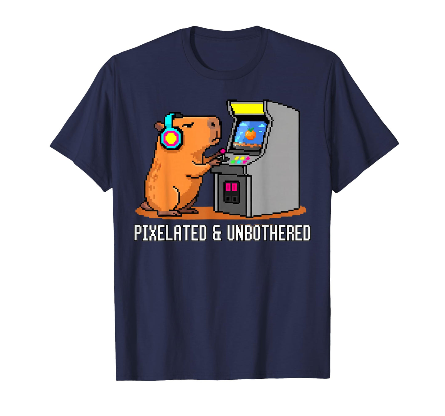 Pixelated Unbothered Capybara Retro Gaming Gamer T-Shirt