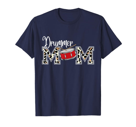 Drummer Mom Leopard Print Proud Drummer Mom Musical T-Shirt