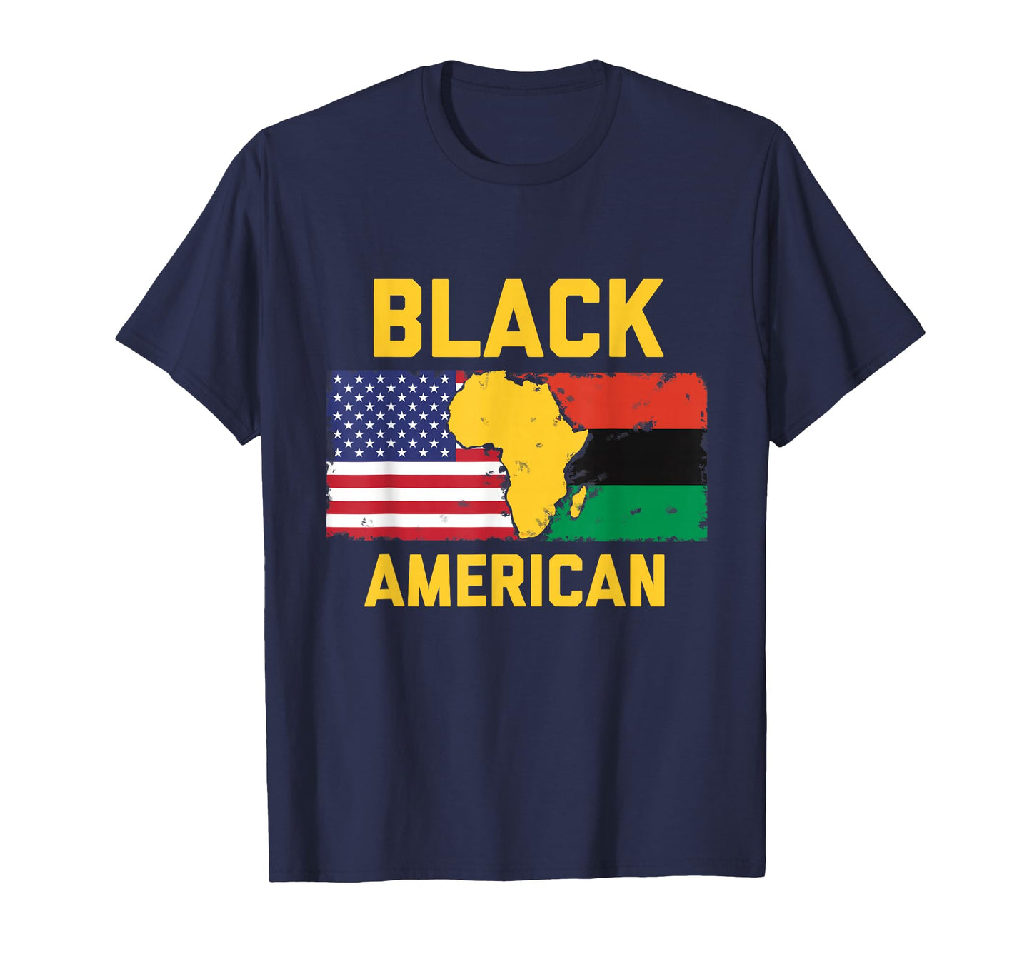 Black American Design with Pan-African and American Flag T-Shirt