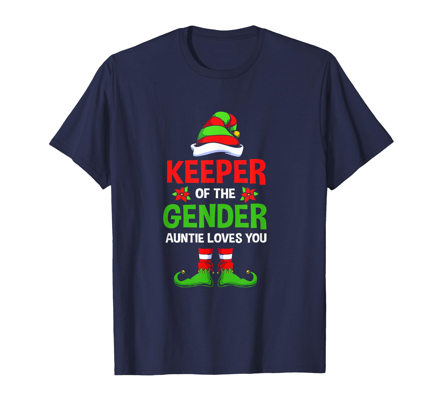Christmas Gender Reveal Aunt Cute Elf Keeper Of The Gender T-Shirt