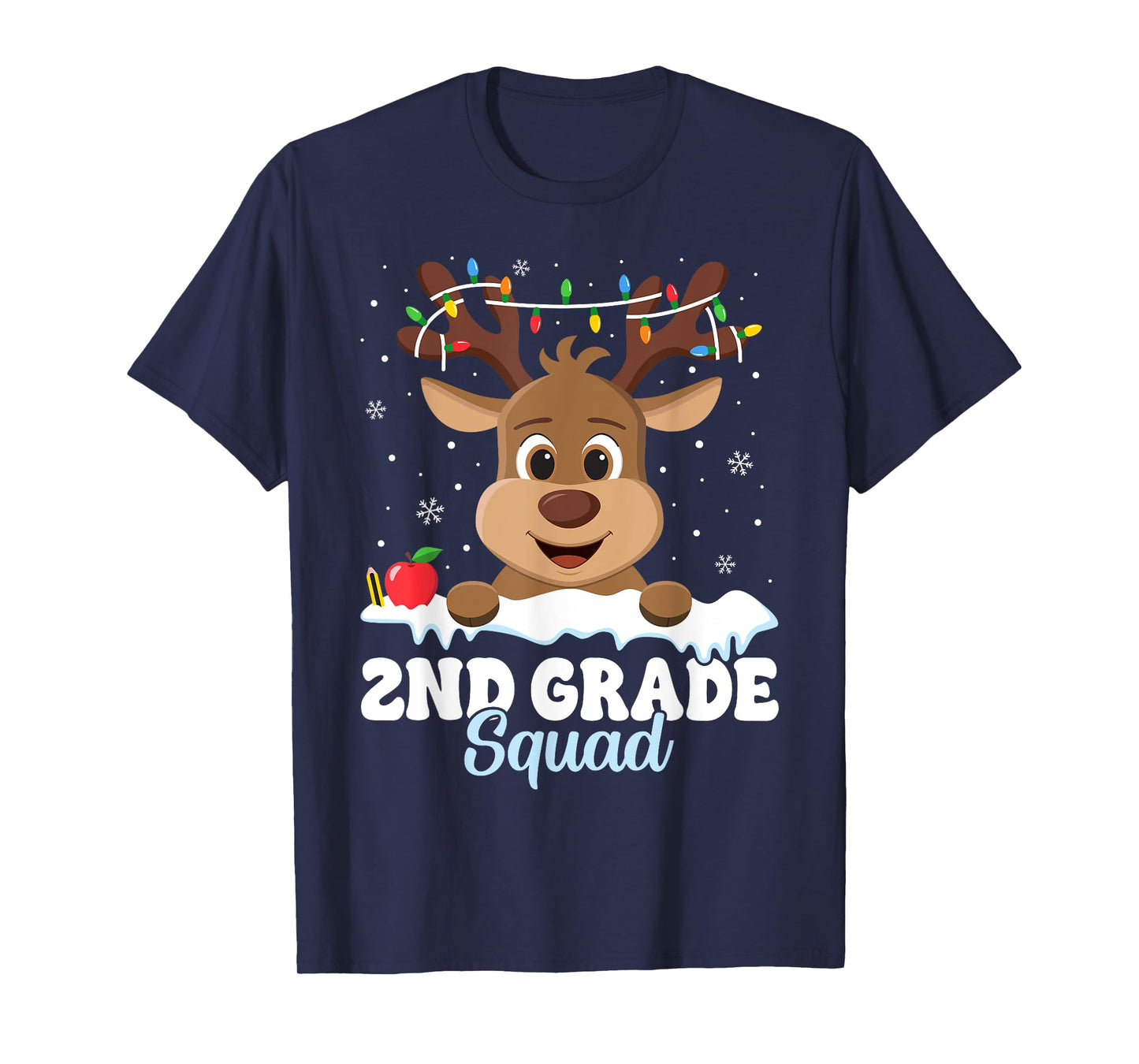 2nd Grade Teacher Christmas Second Grade Squad Reindeer Xmas T-Shirt for Men Women Kids