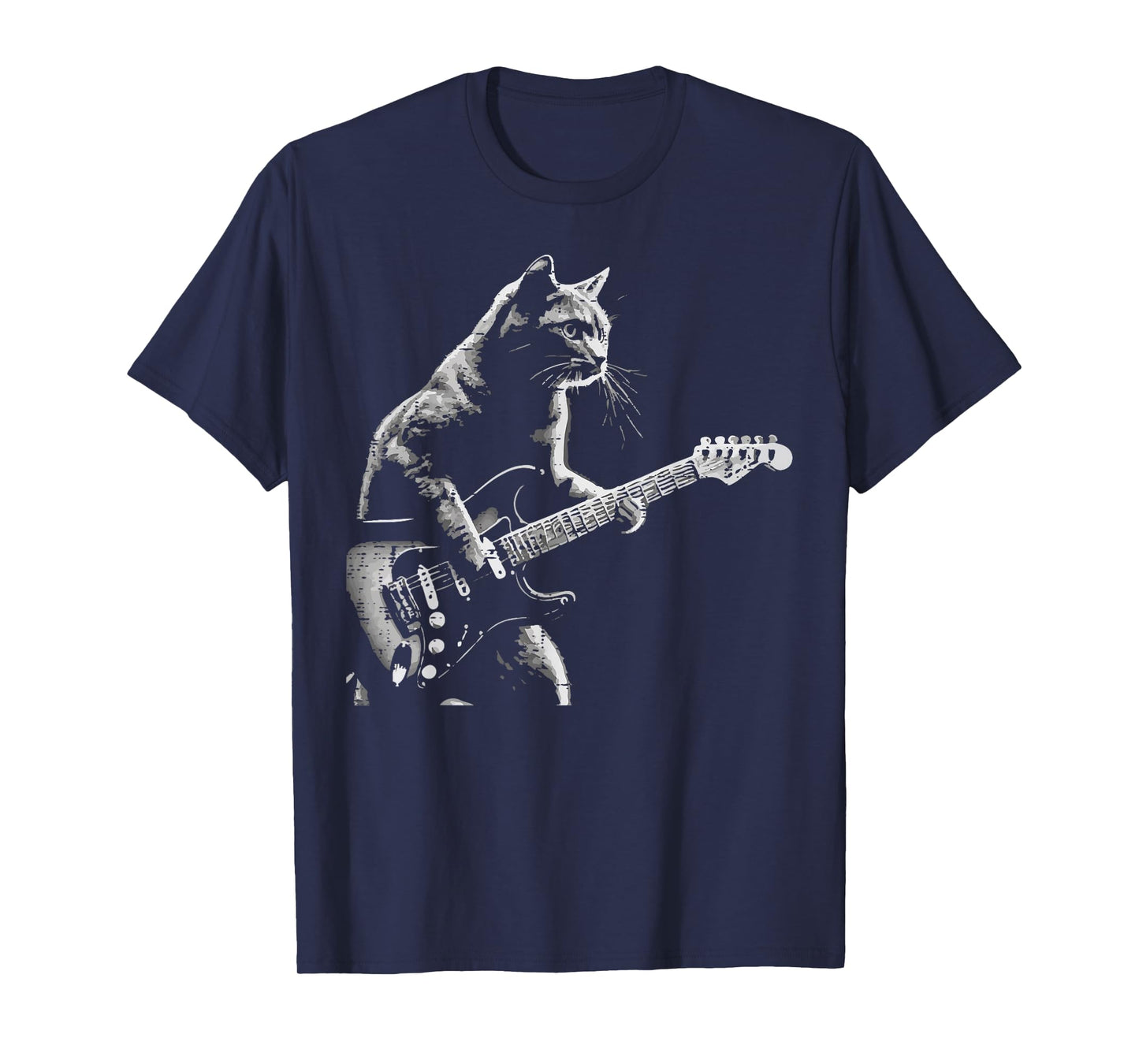 Rocker Cat Electric Guitar Rock Music Men Boys Kids Women T-Shirt