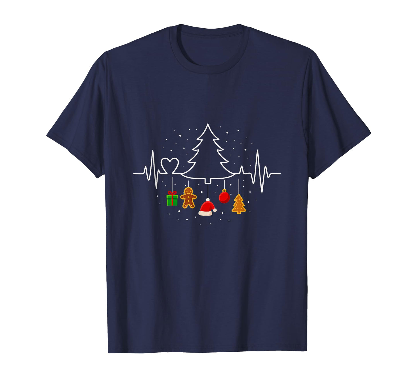 Christmas Tree Heartbeat Funny Nurse T-Shirt