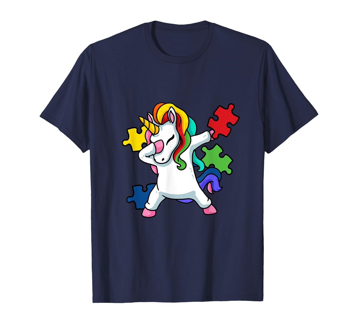 Dabbing Unicorn Puzzle Kids Autism Awareness Month T-Shirt