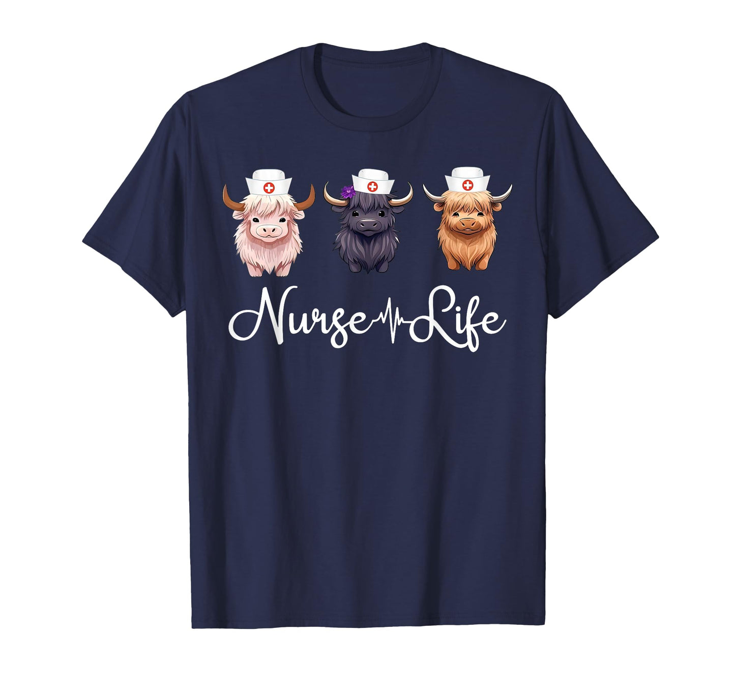Cute Highland Cow Nurse Life Farm Animal Lover Nursing T-Shirt