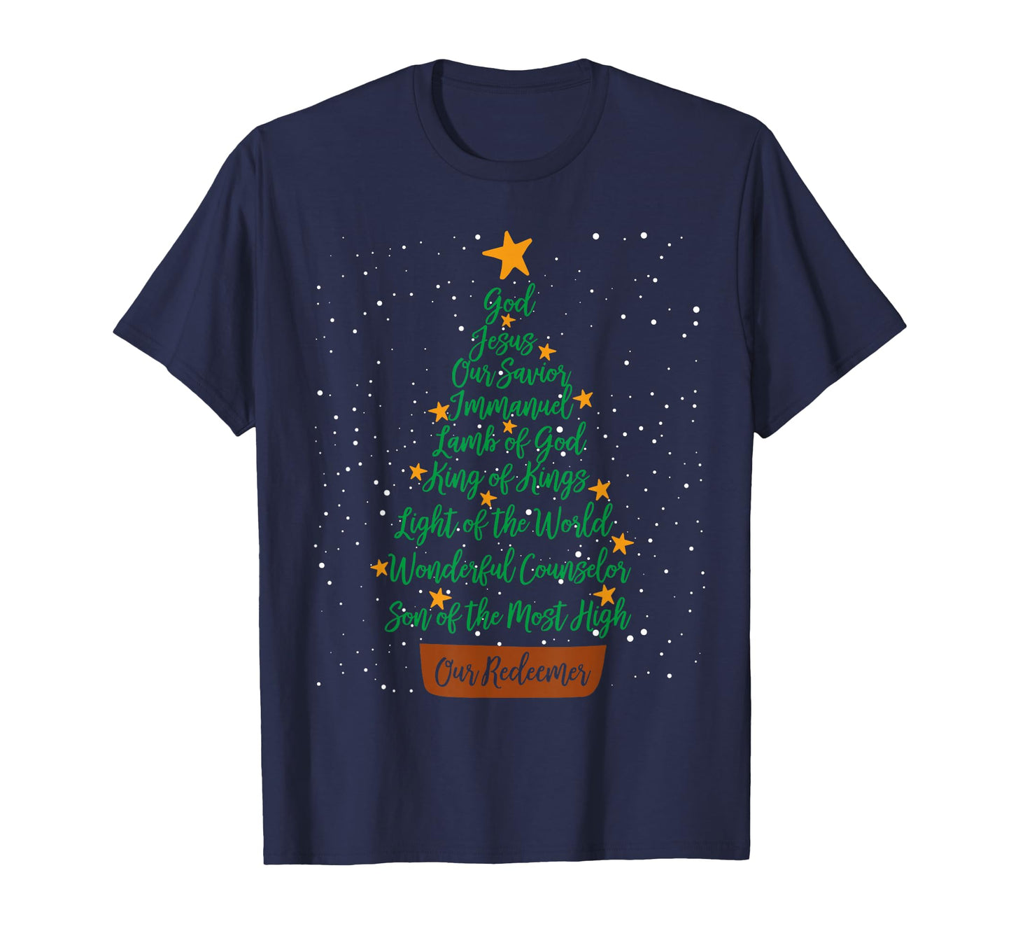 Christian Christmas Jesus Bible Names Xmas Tree Shaped T-Shirt
