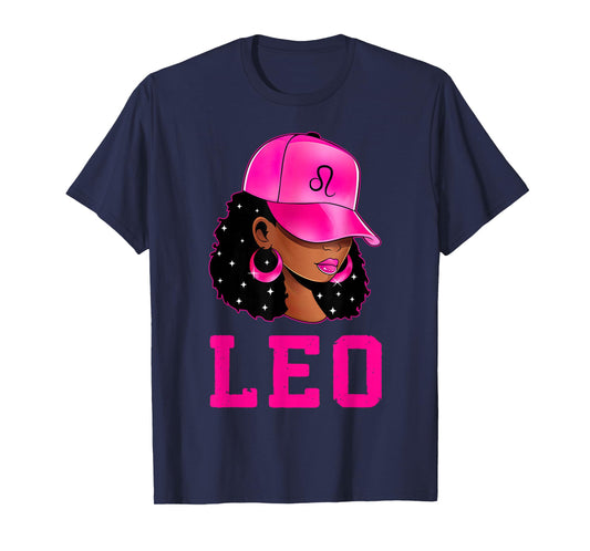 Leo Queen Sassy Black Woman Afro Girl Zodiac Sign T-Shirt
