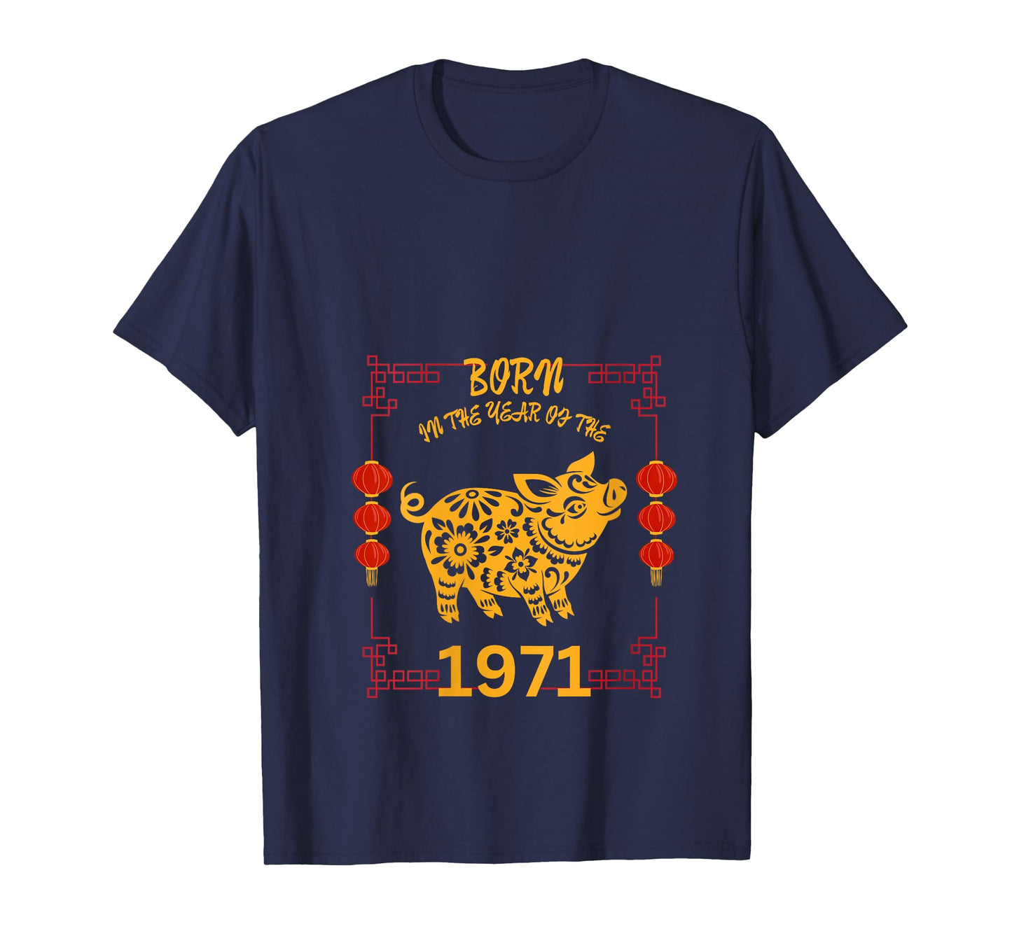 Womens Born in the Year of the Pig 1971 Chinese New Year Zodiac V-Neck T-Shirt