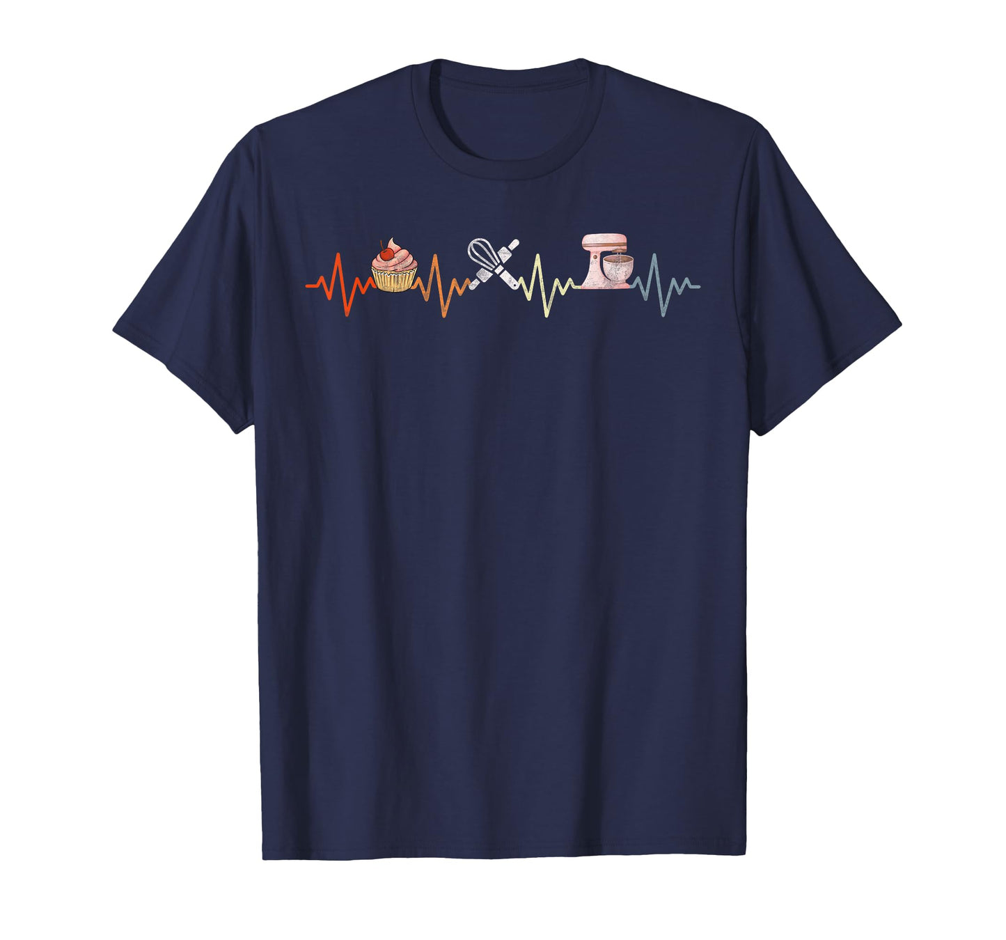 Baking Heartbeat Retro funny Pastry Baker Chef Cooking Lover T-Shirt
