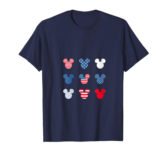 Womens Disney Mickey and Friends 4th of July Red White & Blue Ears V-Neck T-Shirt