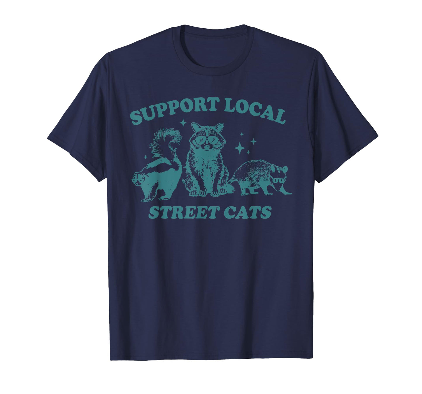 Support-Local-Street-Cat Funny Vintage Raccoon Opossum Skunk T-Shirt for Men Women