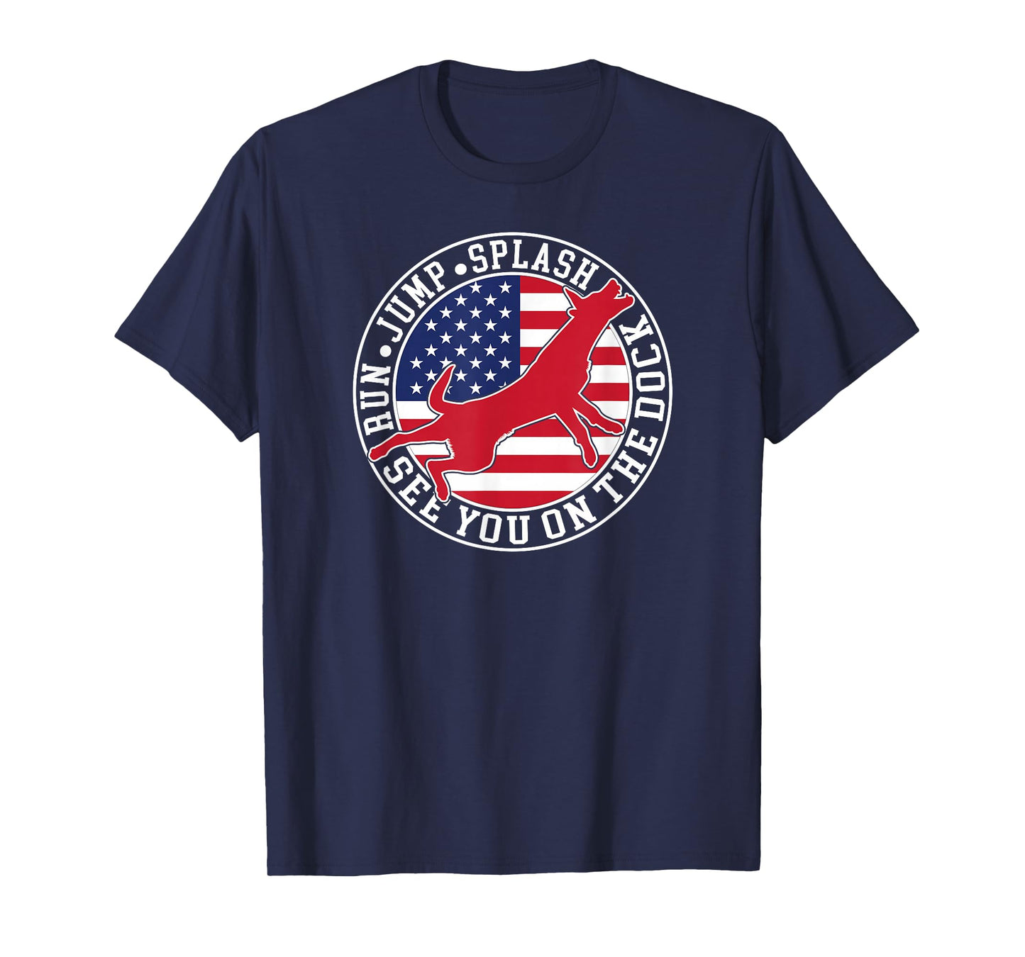 Dog Dock Jumping Dock Diving Dogs American Flag T-Shirt