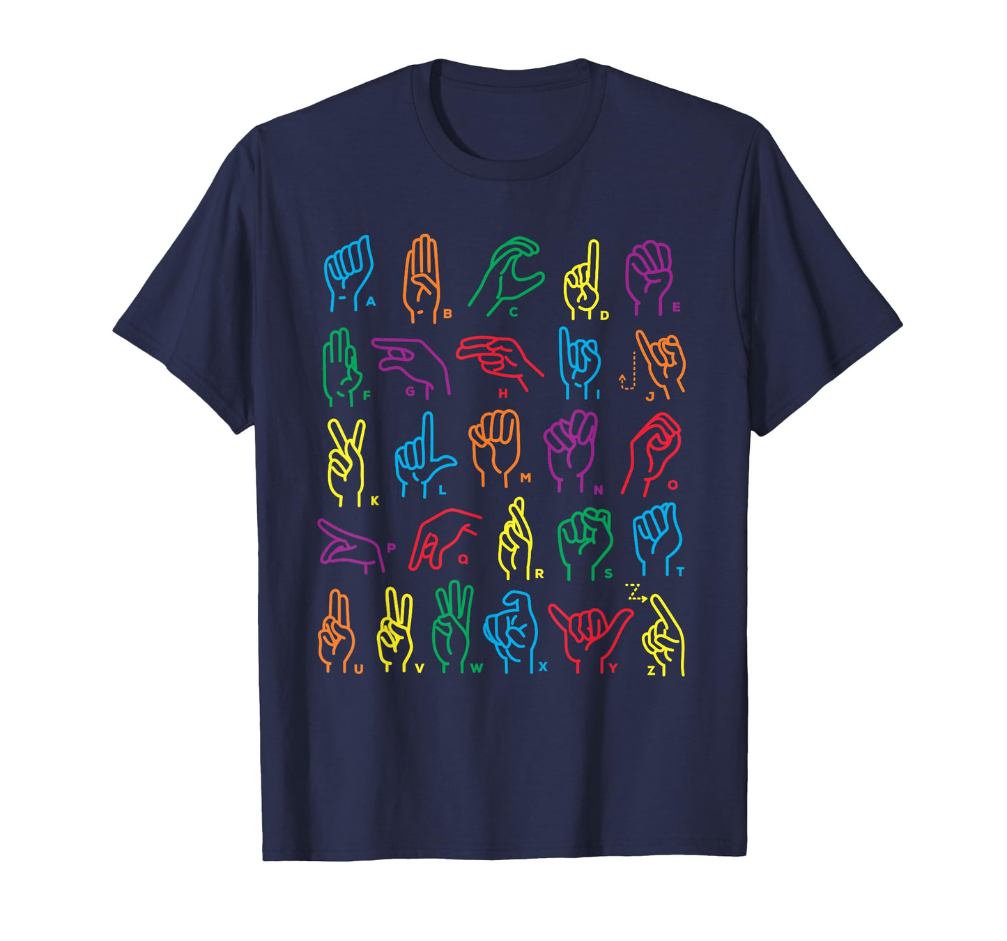 ABC Sign Language Chart Teacher Hand Letter Alphabet ASL T-Shirt