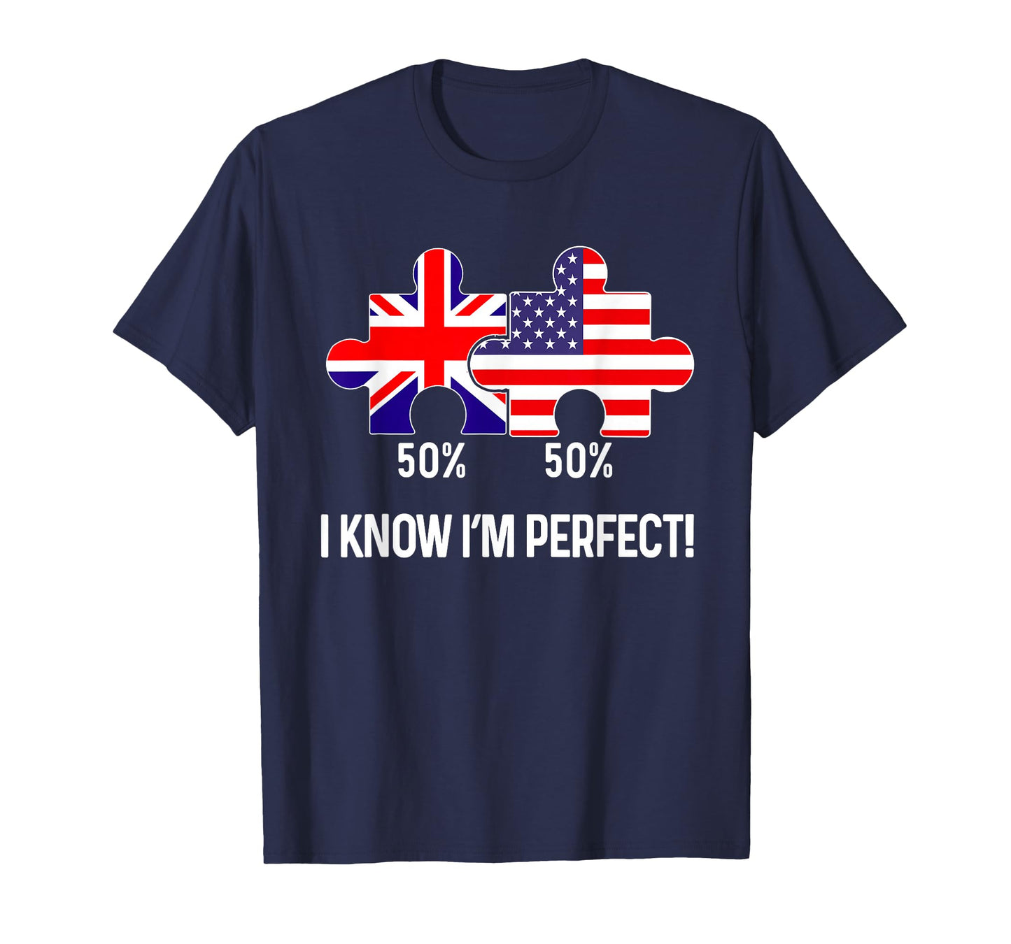Half American Half British Flag Map Combined USA UK T-Shirt