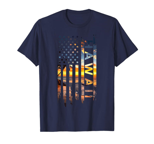 Hawaii American Flag Patriotic Hawaiian Pride USA Souvenir T-Shirt