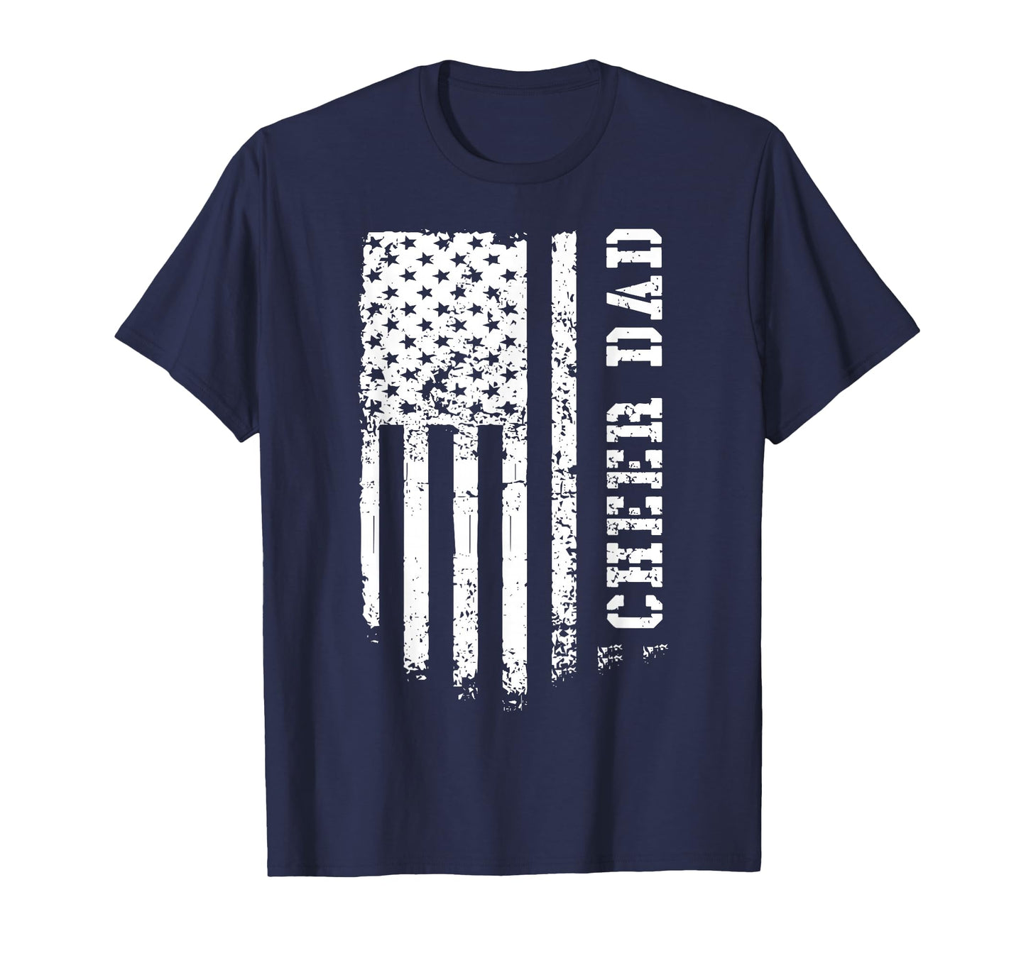 Cheer Dad Cheerleading American Flag Fathers Day Cheerleader T-Shirt