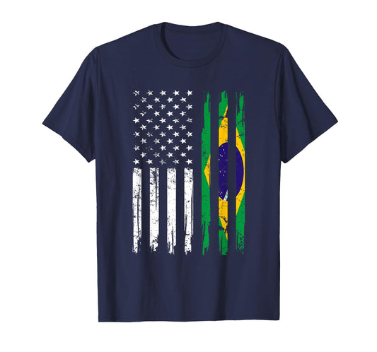 Half American And Brazilian America Brazil Flag Brasileira T-Shirt